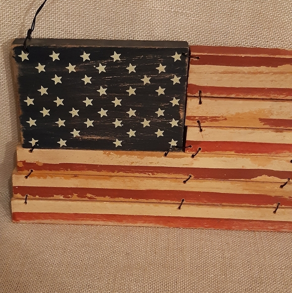 Rustic Wood Hanging American Flag Americana / 4th Of July - Picture 3 of 5